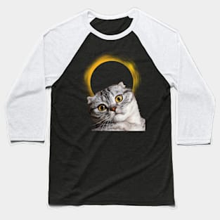 Eclipse with hilarious cat face staring into space Baseball T-Shirt